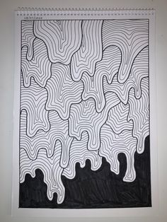 a black and white drawing with wavy lines