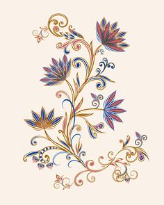 an artistic floral design on a white background