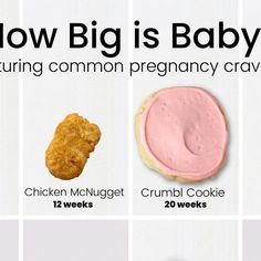 an image of different foods that are labeled in the words how big is baby?