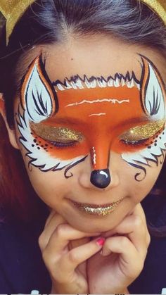 Fox Face Paint, Animal Face Paintings, Bodysuit Tattoos, Face Painting For Boys, Fox Makeup, Christmas Face Painting, Face Painting Tutorials