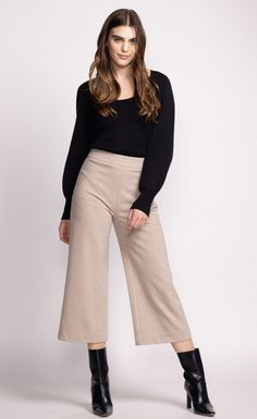 Introducing the Nadia Pants: a chic cropped wide-leg silhouette that pairs effortlessly with anything in your wardrobe. These versatile pants are perfect for casual or elevated looks. Material: 70% Polyester, 20% Polyamide, 10% Cotton Side zip opening Model is wearing XS Non-stretch Beige Ankle-length Wide Leg Pants, Versatile Pants, Cute Boots, Dress Gift, Sweater Sale, Cinched Waist, Outerwear Coats, Blazer Dress, Denim Pant