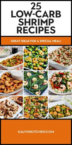 "Pinterest Image of 25 Low-Carb Shrimp Recipes showing nine different shrimp recipes in various serving dishes with different backgrounds." Shrimp Meals For Diabetics, Low Carb Shrimp Recipes, Cooked Shrimp Recipes, Keto Shrimp Recipes, Keto Shrimp, Food Low Carb, Cholesterol Lowering, Shrimp Dinner