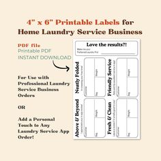 four printable labels for home laundry service business