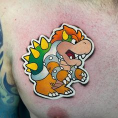 Tattoo Artist Sydney, Canada | Mr. Sticker Tattoo. Bowser Tattoo, Nintendo Tattoo, Mario Tattoo, Kawaii Tattoo