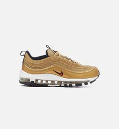 Nike DQ9131-700 Air Max 97 Gold Bullet Womens Lifestyle Shoe - Gold – ShopNiceKicks.com Blue Air Jordan 1, Black Chuck Taylors, White Chuck Taylors, Black Chucks, White Chucks, Air Jordan 13 Retro, Nike Gold, Lifestyle Aesthetic, Jordan 13 Retro