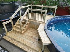 Diy Deck For Above Ground Pool, Above Ground Pool With Patio, Back Patio Above Ground Pool Ideas, Deck All The Way Around Above Ground Pool, Build A Deck Around An Above Ground Pool, Back Yard Above Ground Pool And Patio, Wood Deck Around Above Ground Pool