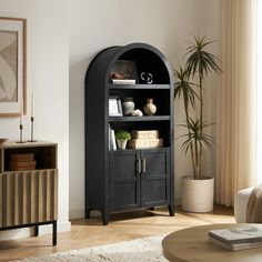 a living room filled with furniture and a book shelf