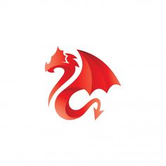 a red dragon logo with an arrow pointing to it's head and the tail