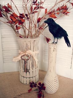 Easy DIY Fall Craft (Painted Distressed Glass Vase) - Fox Hollow Cottage Easy Diy Fall Crafts, Painted Glass Vases, Old Vases, Vase Crafts, Fall Craft, Fall Crafts Diy, Painted Vases, Distressed Painting, Diy Vase