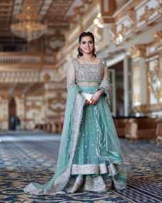 Eid Embellished Pista Green Lehenga, Anarkali Lehenga In Pista Green With Sequins, Mint Green Asian Wedding Dress, Pista Green Anarkali Dress With Sequins, Mint Green Pakistani Bridal Dress, Heavy Dresses, Latest Bridal Dresses, Beautiful Pakistani Dresses, Dress Design Patterns