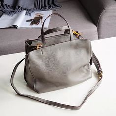 Soft Real Leather Small Handabg Shoulder Bag Tote Purse Crossbody w/ Long Strap | eBay Gray Shoulder Bag With Mobile Phone Pocket, Gray Mobile Phone Shoulder Bag, Gray Leather Shoulder Bag With Detachable Handle, Gray Shoulder Bag With Detachable Handle For Office, Gray Bags With Top Carry Handle, Elegant Gray Leather Shoulder Bag, Gray Leather Office Bags, Gray Double Handle Satchel, Gray Leather Shoulder Bag With Top Carry Handle