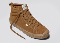 Our signature sneaker has been elevated to high-top status. Meet the OCA High, crafted from high-end, raw materials, it features lightweight cushion technology, the perfectly-weighted rubber sole, and classic cap-toe design. It's the quintessential old-school look made with new-school ethics. Now available in luxurious Triple Camel Suede. Canvas Sneakers Womens, Sustainable Brands, High Top Sneaker, Mens High Tops, Sneaker Men, Comfortable Sneakers, Wishing Well, Suede Sneakers, Sneaker Brands