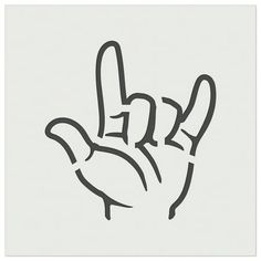 a black and white drawing of a hand making the peace sign