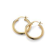 The subtle knife edge around the outside of these hoop earrings offers a chic touch to an otherwise classic style. Crafted in warm 14-karat yellow gold  they feature a secure yet easy lever back and a lightweight feel  perfect for every day. Classic 14k Gold Hoop Earrings For Everyday, Classic Hypoallergenic Hoop Earrings For Everyday, Classic 14k Gold Hypoallergenic Hoop Earrings, Classic Round Hoop Earrings For Everyday, Classic 14k Gold Huggie Earrings, Classic 14k Gold Hoop Earrings For Formal Events, Timeless Yellow Gold Hoop Earrings For Everyday, Classic Small Hoop Earrings In Yellow Gold, Classic Small Hoop 14k Gold Earrings