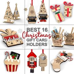 wooden christmas gift card holders with different designs