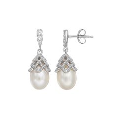 Long Pearl Earrings, Post Metal, Pearl Earrings Wedding, Pearl Details, Pearl Jewelry Wedding, Sterling Silver Drop Earrings, Pearl Set, Freshwater Cultured Pearls, Pretty Rings