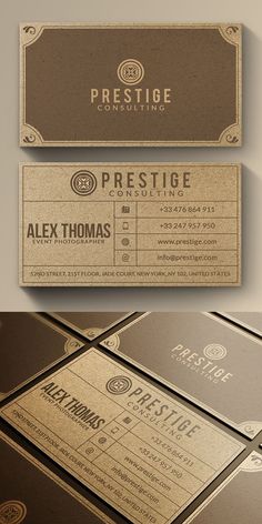 two business cards with gold foil on them, one has a price tag and the other has