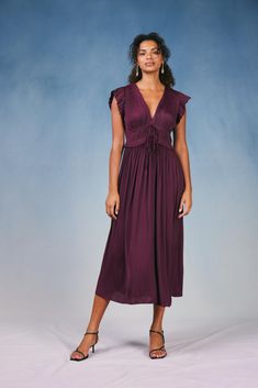 Just a few reasons to adore this V-neck maxi dress: ruffled shoulder panels, billowy shoulder sleeves, and the way all those pleats flow to a slightly asymmetrical hem. So pretty. •V-neck •Ruffled shoulder panels •Elasticized waist •Pleated •Asymmetrical hem •Relaxed fit DIMENSIONS •Standard: 51" Length Item number 2290084CA100% Polyester Gentle Cycle Cold Pleated Maxi Dress, Pleated Maxi, Print Trends, Vacation Dresses, Sweater Sale, Asymmetrical Hem, Trending Dresses, Sweater Blouse, Long Sweaters