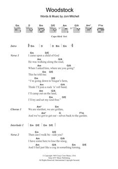 the words and numbers on this guitar sheet