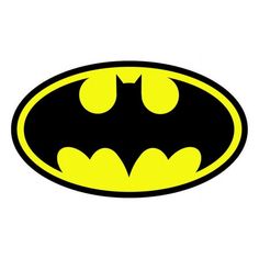 the batman symbol is shown in black and yellow