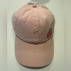 Peach Hat Nwt Pink Baseball Cap For Spring And Summer, Pink Baseball Cap For Spring, Trendy Orange Hat With Curved Brim, Trendy Orange Hats With Curved Brim, Casual Orange Adjustable Sun Hat, Casual Orange Short Brim Hats, Casual Adjustable Orange Sun Hat, Casual Pink Baseball Cap With Short Brim, Casual Orange Sun Hat