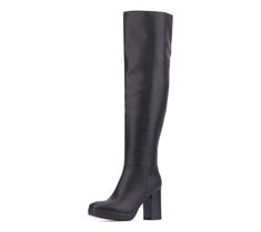 Such an edgy, fashion-forward look with skirts and dresses of any length, these thigh-high boots work a sleek silhouette and sturdy high heel. From New York & Company. Knee-high Boots With Stacked Heel And Medium Width, Black Knee-high Boots With High Heel And Medium Width, Elegant Black Knee-high Boots Medium Width, Black Knee-high Boots With Stacked Heel, Medium Width, Black Faux Leather Knee-high Boots With Reinforced Heel, Thigh High Boots, Thigh Highs, High Boots, Work Boots