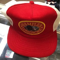 Vintage, Wampler Longacre Red Corduroy Snapback Trucker Hat New Without Tags!!!! Adjustable Snapback Hat/Cap Red Cotton Trucker Baseball Cap, Red Cotton Trucker Hat, Vintage Red Outdoor Hat, Red Vintage Outdoor Hat, Casual Red Trucker Hat For Winter, Red Winter Trucker Hat, Vintage Red Cotton Hat, Red Vintage Cotton Hat, Adjustable Red Trucker Hat For Winter