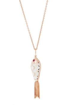 SELIM MOUZANNAR-Large Enamel Diamond Fish Necklace-ROSE GOLD Fish Necklace, Marissa Collections, Rose Gold White, Discount Jewelry, Jewel Box, Fine Jewels, Rose Gold Necklace, White Enamel, 18k Rose Gold