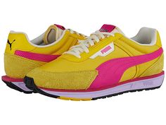 PUMA Lo Rider Vintage - Women's Shoes : Super Lemon/Glowing Pink : Step right into colorful styles and comfort with the PUMA Lo Rider Vintage sneakers. Textile and synthetic upper. Lace-up closure. Round-toe silhouette. Textile lining and insole. Rubberized outsole for added traction. Imported. Measurements: Weight: 1 lb 11 oz Product measurements were taken using size 8, width M. Please note that measurements may vary by size. Weight of footwear is based on a single item, not a pair. Sporty High-top Walking Shoes With Removable Insole, Sporty Sneakers With Removable Insole, Athleisure Low-top Training Sneakers, Low-top Athleisure Sneakers For Training, Comfortable Pink Sports Sneakers, Sporty Training Sneakers With Boost Midsole, Sporty Walking Shoes With Rubber Sole For Light Sports, Athleisure Low-top Sneakers For Training, Sporty Walking Shoes With Removable Insole For Light Sports