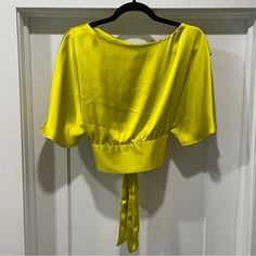 Zara Top Never Worn. Nwt Yellow Summer Blouse For Night Out, Chic Yellow Blouse For A Night Out, Yellow Zara Top For Party, Zara Yellow Party Top, Yellow Casual Party Blouse, Casual Yellow Party Blouse, Yellow Party Blouse For Spring, Yellow Spring Party Blouse, Chic Yellow Cropped Blouse