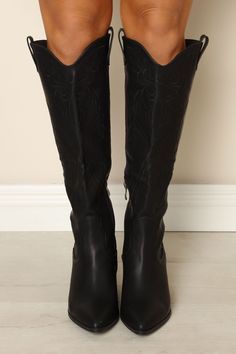 Available In Black And Brown. Knee High Boots Pointed Toe Side Zipper 3" Chunky Heel | Always A Good Time Knee High Boots in Black size 11 by Fashion Nova Black Knee High Cowboy Boots, Knee High Cowboy Boots, Brown Knee High Boots, Black Knees, Good Time, Chunky Heel, Chunky Heels, Knee High Boots, High Boots