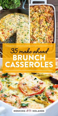 Various casseroles for brunch in a collage. Egg Dish For Brunch, Brunch Ideas Easy Simple, Ladies Brunch Recipes, Baked Brunch Recipes, Hearty Brunch Ideas, Chicken Brunch Recipes, What To Serve For Brunch, Brunch Savory Recipes, Steak Brunch Ideas