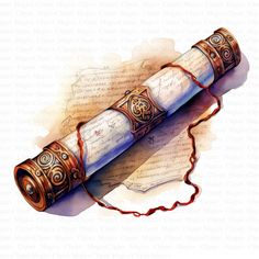 a drawing of an old fashioned writing device on top of a piece of parchment paper