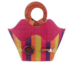 Elegance guaranteed. A great conversation starter and attention seeker. Perfect gift for her.- Gorgeous, unique and authentic handbag - 100% handmade with raffia natural fibers and Wood- Wooden handle- Polyester fabric lining- Zipper enclosu... Natural Top Handle Straw Bag As Gift, Top Handle Natural Straw Bag As Gift, Top Handle Straw Bag As Gift, Top Handle Natural Straw Bag For Gift, Top Handle Straw Bag For Gifts, Natural Straw Bag With Bamboo Handle As Gift, Multicolor Straw Beach Bag With Bamboo Handle, Multicolor Straw Bag With Bamboo Handle For Vacation, Multicolor Straw Bag With Leather Handles