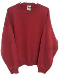 Red Oversized Crew Top, Oversized Red Crew Neck Top, Red Crew Neck Top With Ribbed Cuffs, Red Oversized Crew Sweatshirt, Red Oversized Crew Neck Sweatshirt, Oversized Red Crew Neck Sweatshirt, Vintage Red Crew Neck Tops, Vintage Red Tops With Ribbed Cuffs, Vintage Red Top With Ribbed Cuffs