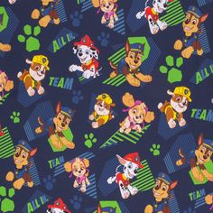 the paw patrol fabric has many different dogs on it