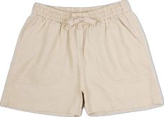 Beige Leisure Shorts For Summer, Casual Beige Shorts For Leisure, Summer Leisure Pajama Shorts With Pockets, Leisure Pajama Shorts With Pockets For Summer, Casual Beige Pajama Shorts With Relaxed Fit, Spring Leisure Pajama Shorts With Pockets, Linen Pajama Shorts With Pockets For Loungewear, Linen Drawstring Shorts For Vacation, Beige Relaxed Fit Shorts For Leisure