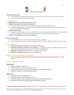 Types of Apraxia page 1  Occupational Therapy Examination Review Guide 3rd Edition, Caryn R. Johnson, Arlene Lorch, Tina DeAngelis, page 77, question 74  Apraxia. An Intervention Guide for Occupational Therapists. Megan Molyneux. MOT OTR/L. Shands Rehab Hospital. Gainesville, Florida ... https://fota.memberclicks.net/assets/.../ws%206%20apraxiapusher.pdf Reflexes Occupational Therapy, Desensitization Occupational Therapy, Study Info, Occupational Therapy Kids