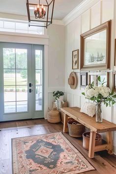 the entryway is clean and ready for guests to use