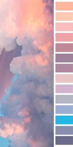 the sky is filled with clouds and colors that are blue, pink, yellow, and purple