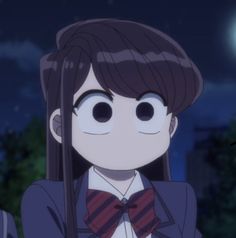 a girl with long hair wearing a suit and bow tie standing in front of a full moon