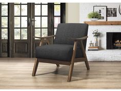 Damala Dark Gray Accent Chair from Homelegance - Luna Furniture Scandinavian Accent Chair, Furnitur Ruang Keluarga, Accent Seating, Fabric Accent Chair, Upholstered Accent Chairs, Modern Home Furniture, Accent Arm Chairs, Upholstered Arm Chair, Accent Chairs For Living Room