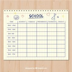 a school timetable is shown on a piece of paper with the word school written in it