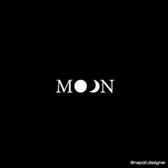 the word moon written in white on a black background