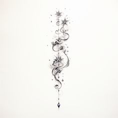 an artistic tattoo design with stars and swirls