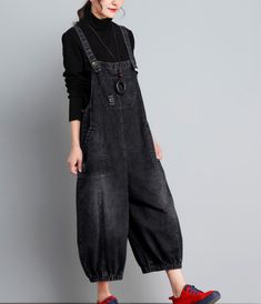 Denim Casual Spring Denim Overall Loose Short Women Jumpsuits Black Cotton Jumpsuits And Rompers With Pockets, Casual Black Jumpsuits And Rompers With Pockets, Black Spring Overalls With Pockets, Spring Black Overalls With Pockets, Black High-waist Jumpsuits And Rompers With Pockets, Black High Waist Jumpsuits And Rompers With Pockets, Black Cotton Casual Denim Jumpsuit, Casual Black Cotton Denim Jumpsuit, Casual Washed Black Overalls For Spring