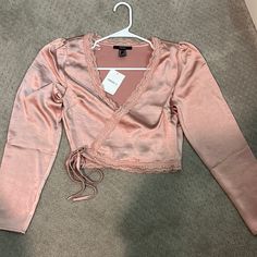 Brand New, Blush Color, Ties At Waist Pink Crop Top For Night Out In Fall, Spring Crop Top For Date Night, Forever 21 Crop Top For Night Out In Spring, Forever 21 Tops For Spring Night Out, Forever 21 Tops For Night Out In Spring, Forever 21 Party Tops For Spring, Forever 21 Long Sleeve Crop Top For Spring, Elegant Forever 21 Crop Top For Spring, Forever 21 Shirts