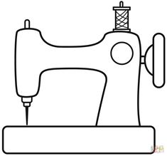 a sewing machine that is sitting on top of a table, with the thread coming out