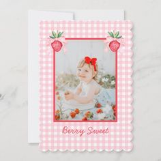 Preppy Watercolor Strawberries Berry Sweet Invitation | Zazzle Preppy Watercolor, Watercolor Strawberries, Birthday Theme, Invitation Zazzle, Strawberries, First Birthday, First Birthdays, 1st Birthday