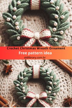 crochet christmas wreath ornament free pattern idea